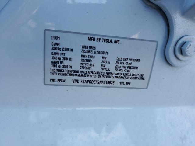 2022 TESLA MODEL Y - 7SAYGDEF9NF319525