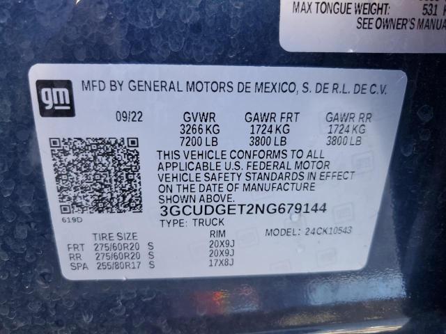 2022 CHEVROLET SILVERADO - 3GCUDGET2NG679144