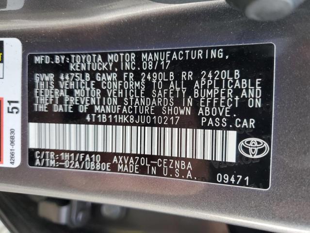 2018 TOYOTA CAMRY L - 4T1B11HK8JU010217