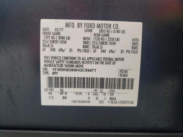 2017 FORD EXPLORER X 1FM5K8D89HGC59471