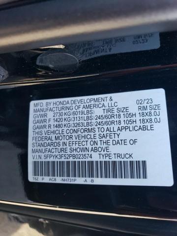 2023 HONDA RIDGELINE 5FPYK3F52PB023574