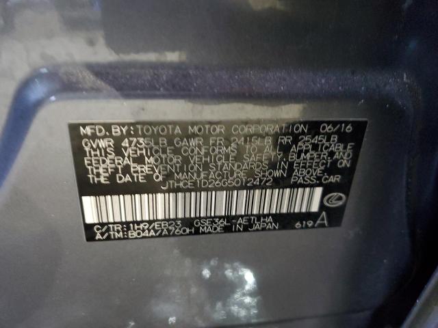 2016 LEXUS IS 350 JTHCE1D26G5012472