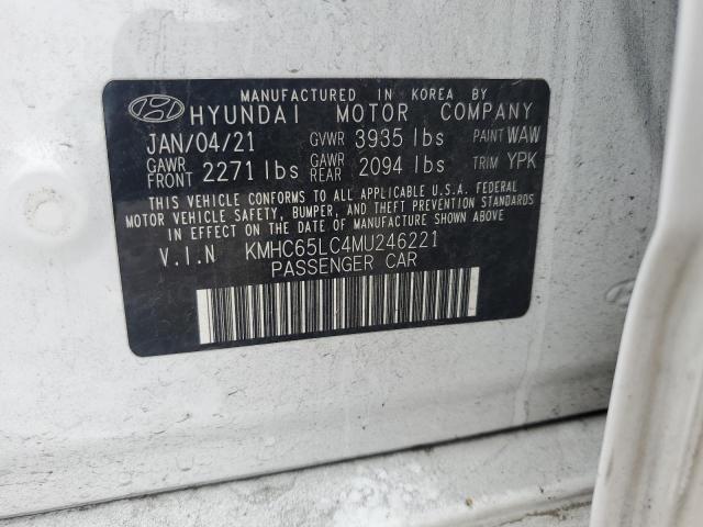 2021 HYUNDAI IONIQ BLUE - KMHC65LC4MU246221