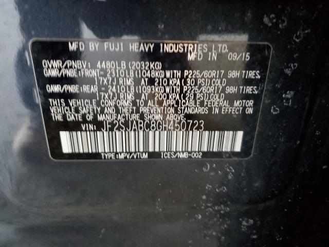 2016 SUBARU FORESTER 2 - JF2SJABC8GH450723