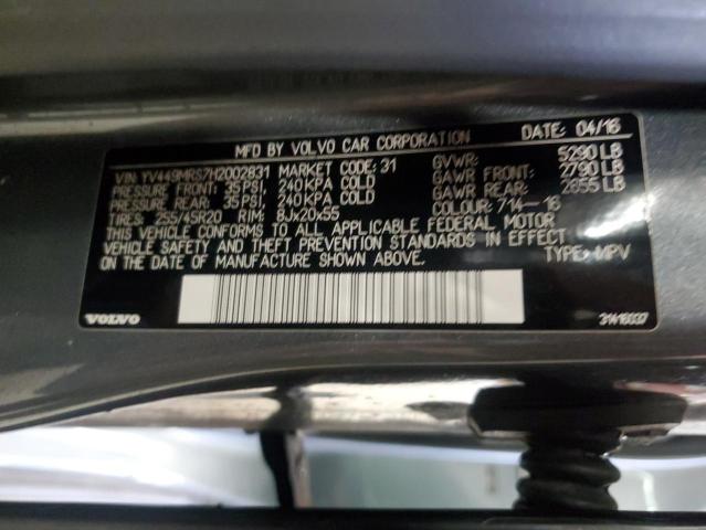2017 VOLVO XC60 T6 R- YV449MRS7H2002831