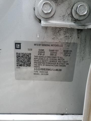 2019 CHEVROLET IMPALA 4D 1G1105S35KU118638