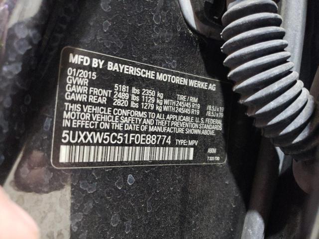 2015 BMW X4 XDRIVE3 5UXXW5C51F0E88774