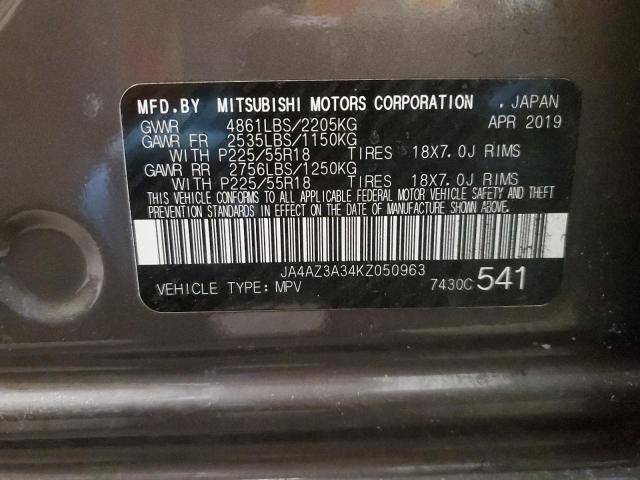 2019 MITSUBISHI OUTLANDER - JA4AZ3A34KZ050963