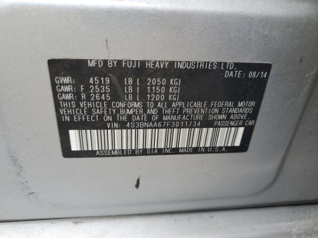 2015 SUBARU LEGACY 2.5 4S3BNAA67F3011734