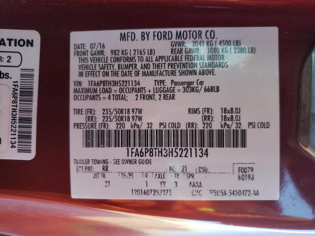 2017 FORD MUSTANG - 1FA6P8TH3H5221134