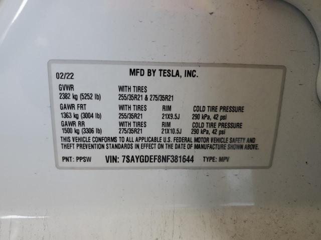 2022 TESLA MODEL Y - 7SAYGDEF8NF381644