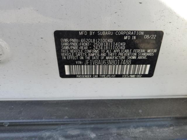 2022 SUBARU WRX GT JF1VBAU63N8017488