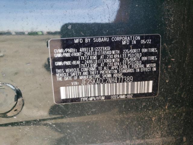 2022 SUBARU FORESTER JF2SKACC2NH477389