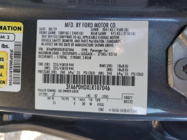 2020 FORD FUSION SE - 3FA6P0HDXLR107046