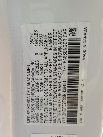 2022 HONDA CIVIC SPOR - 2HGFE2F55NH584815