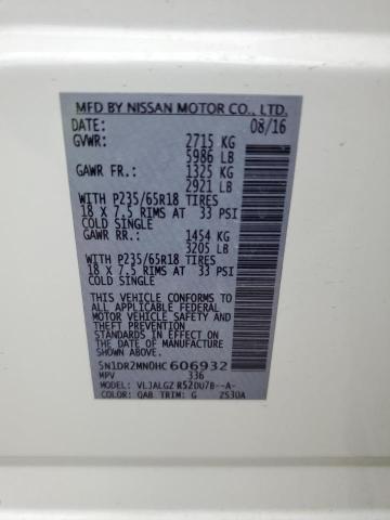 2017 NISSAN PATHFINDER - 5N1DR2MN0HC606932