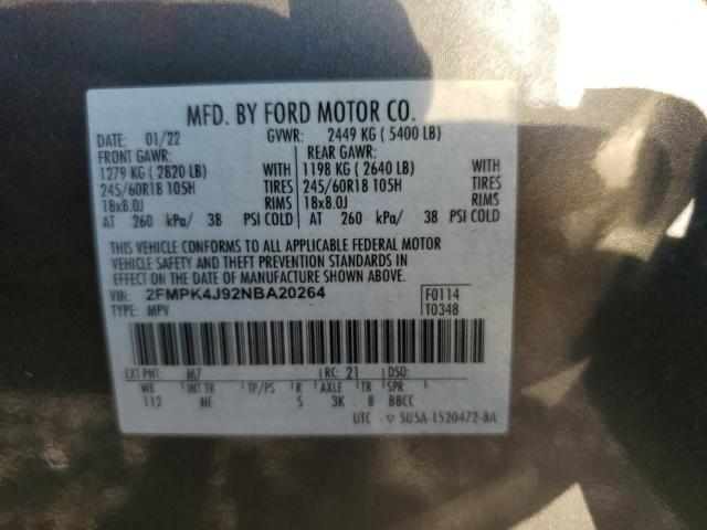 2022 FORD EDGE SEL 2FMPK4J92NBA20264