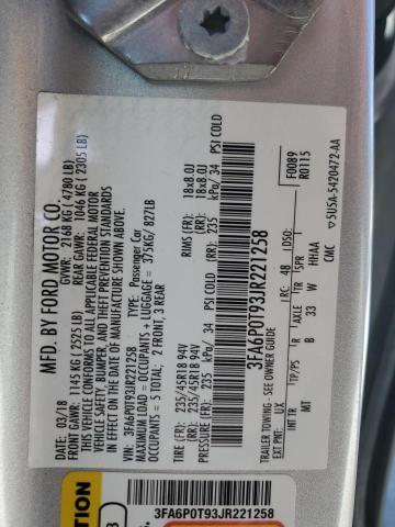 2018 FORD FUSION SE - 3FA6P0T93JR221258