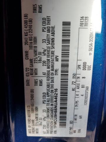 2022 FORD ESCAPE SEL 1FMCU9H66NUA46216