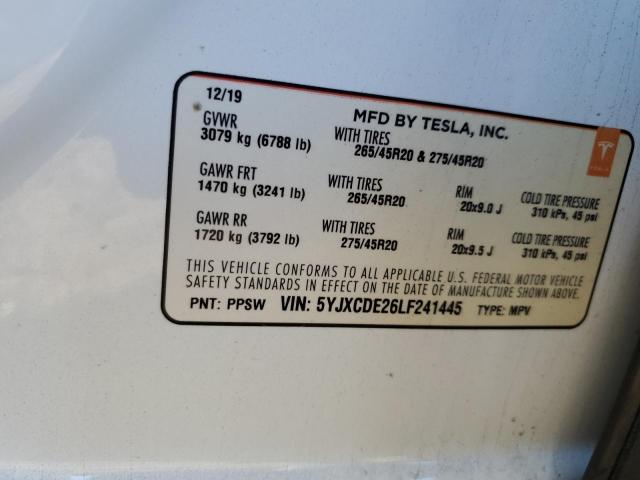 2020 TESLA MODEL X - 5YJXCDE26LF241445