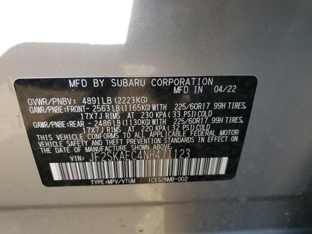 2022 SUBARU FORESTER P JF2SKAEC4NH471123