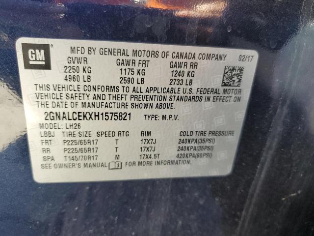 2017 CHEVROLET EQUINOX LT - 2GNALCEKXH1575821