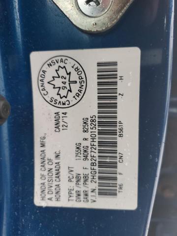 2015 HONDA CIVIC SE 2HGFB2F72FH015285