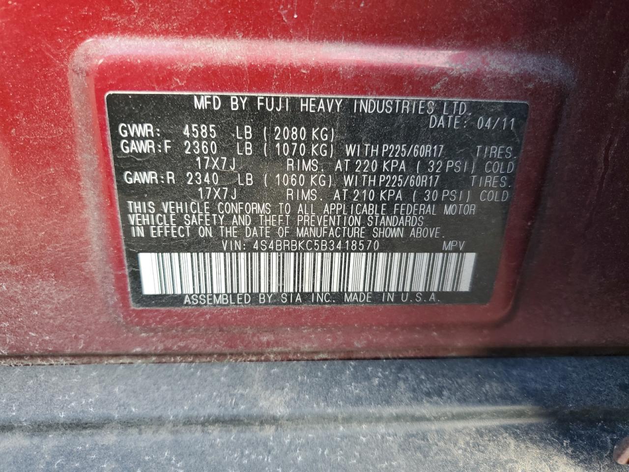 SUBARU OUTBACK 2.5I LIMITED