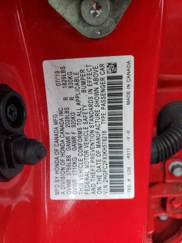 2019 HONDA CIVIC SPOR - 2HGFC2F83KH578216