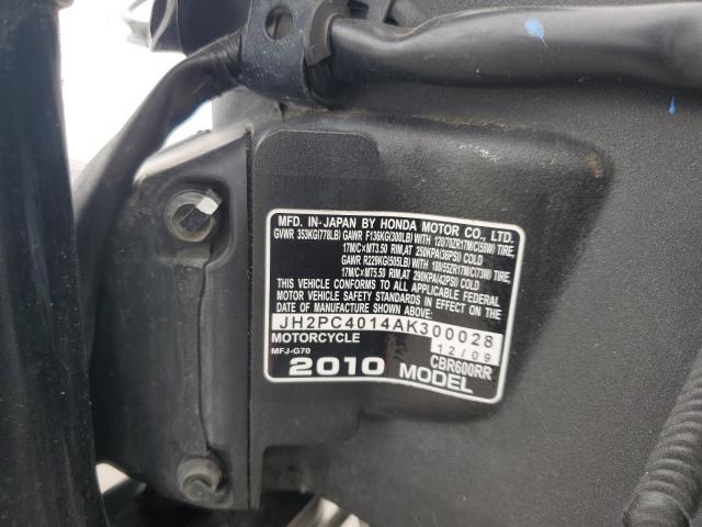 2010 HONDA CBR600 RR JH2PC4014AK300028