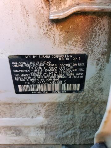 2019 SUBARU FORESTER JF2SKAAC7KH539819