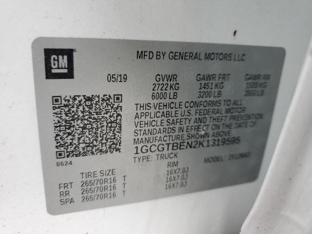 2019 CHEVROLET COLORADO - 1GCGTBEN2K1319595
