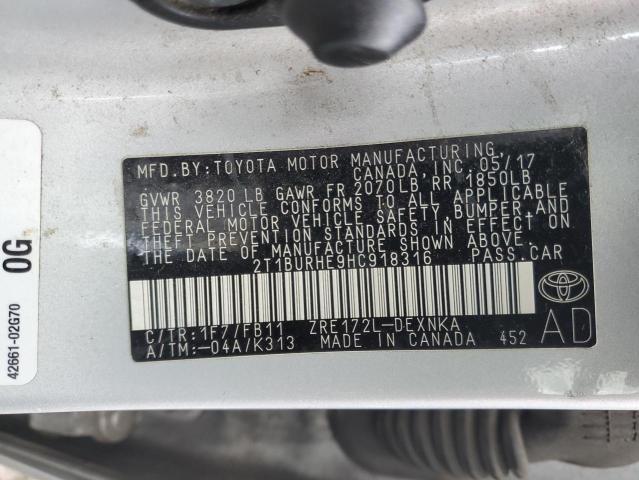2017 TOYOTA COROLLA L - 2T1BURHE9HC918316