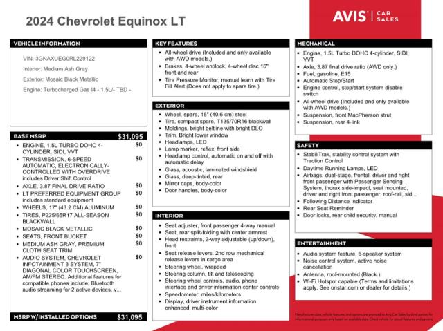 2024 CHEVROLET EQUINOX LT - 3GNAXUEG0RL229122