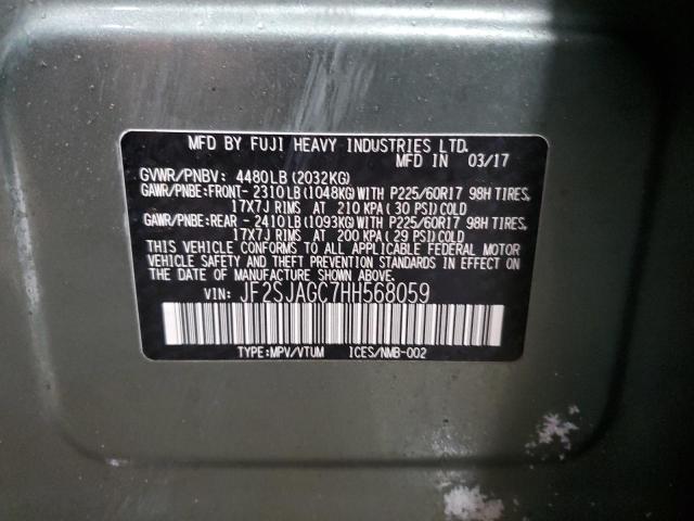2017 SUBARU FORESTER 2 JF2SJAGC7HH568059