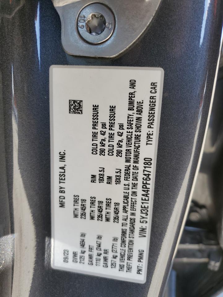 Lot #3178177816 2023 TESLA MODEL 3