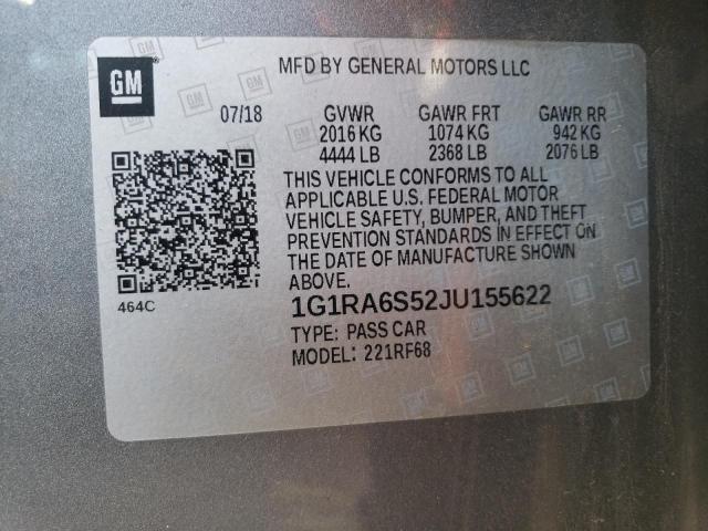 2018 CHEVROLET VOLT LT - 1G1RA6S52JU155622