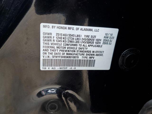 2019 HONDA PILOT TOUR - 5FNYF5H65KB010079