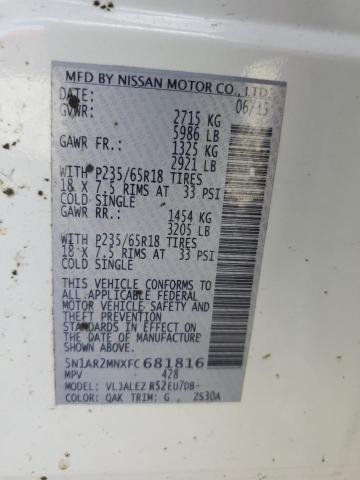 2015 NISSAN PATHFINDER - 5N1AR2MNXFC681816