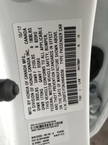 2018 HONDA CIVIC EX - 2HGFC1F34JH640056