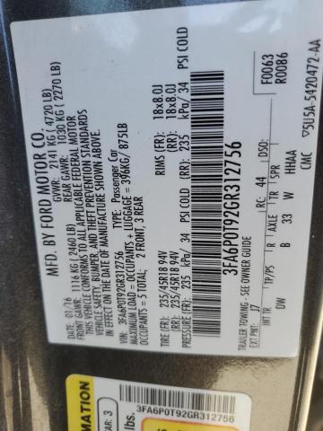 2016 FORD FUSION SE - 3FA6P0T92GR312756