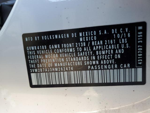 2017 VOLKSWAGEN JETTA S - 3VW2B7AJ3HM262474
