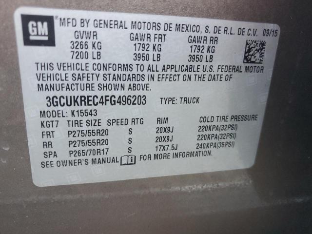 2015 CHEVROLET SILVERADO - 3GCUKREC4FG496203