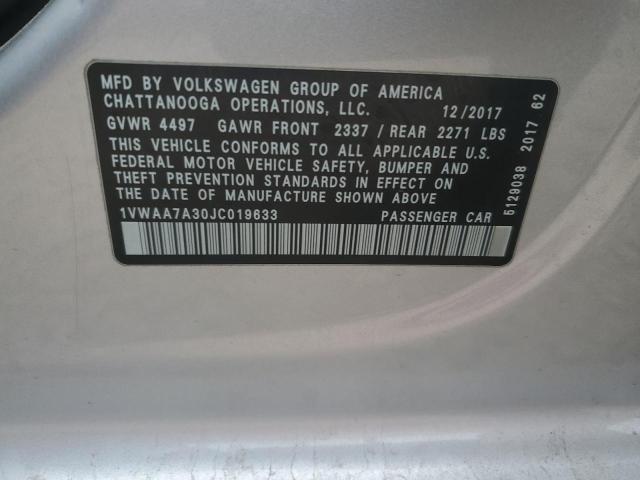 2018 VOLKSWAGEN PASSAT S 1VWAA7A30JC019633