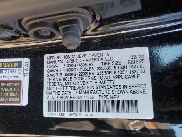 2022 HONDA CR-V EXL - 5J6RW1H86NA011358
