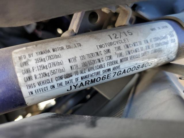 2016 YAMAHA FZ07 JYARM06E7GA008403