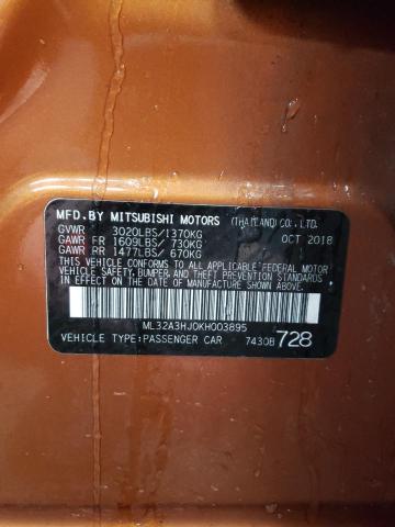 2019 MITSUBISHI MIRAGE ES - ML32A3HJ0KH003895
