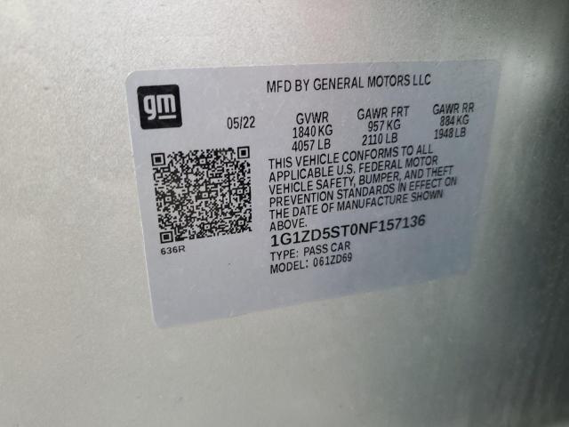 2022 CHEVROLET MALIBU LT - 1G1ZD5ST0NF157136