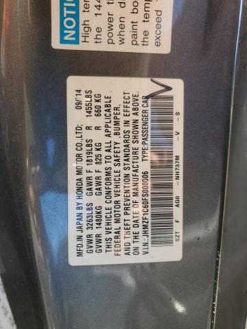 2015 HONDA CR-Z EX JHMZF1C60FS000006