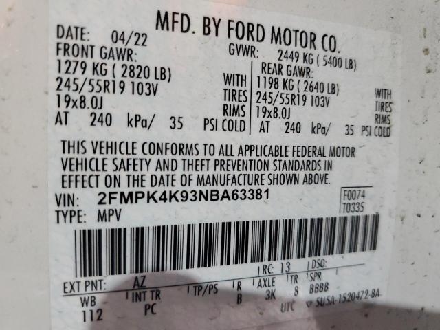 2022 FORD EDGE TITAN - 2FMPK4K93NBA63381